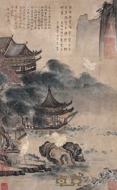 无款 仙苑春鹭图 镜心 45×28cm